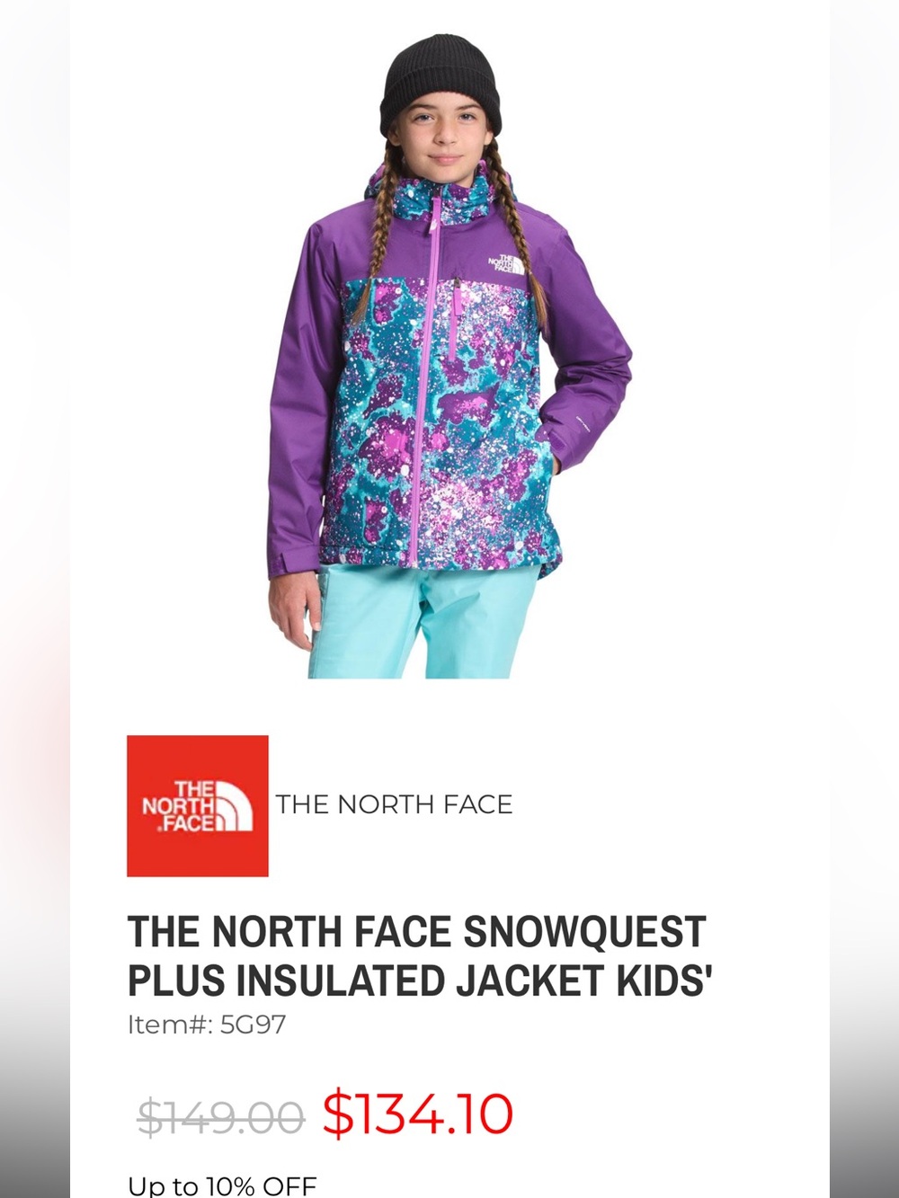 THE NORTH FACE SNOWQUEST PLUS INSULATED JACKET KIDS